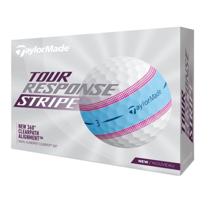 images Balle TAYLOR MADE TOUR RESPONSE STRIPES BLEU ROSE – Image 1